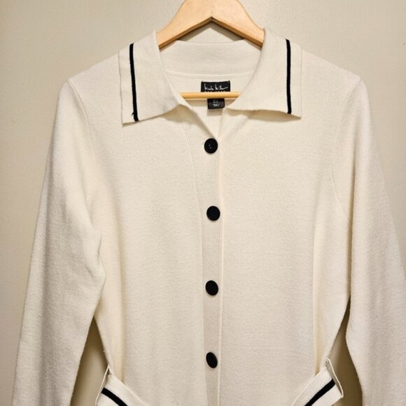 Nicole Miller New York Women's Button Front Belted Mini Sweater Dress Size M. - Picture 5 of 15